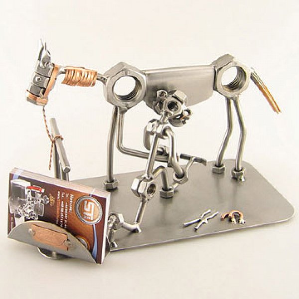 Hufschmied mit Visitenkartenhalter